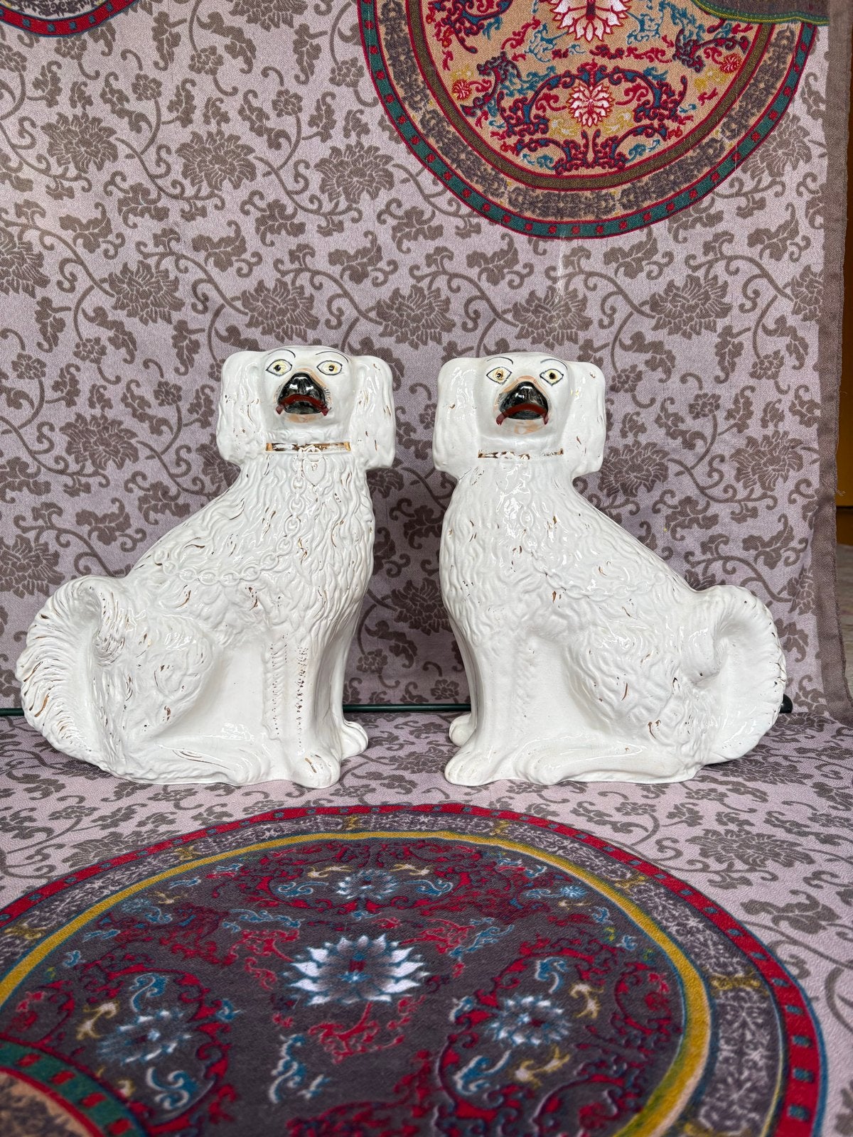 Antieke Staffordshire honden (31 cm) - Victoriaans paar, Antiek en Kunst, Ophalen of Verzenden