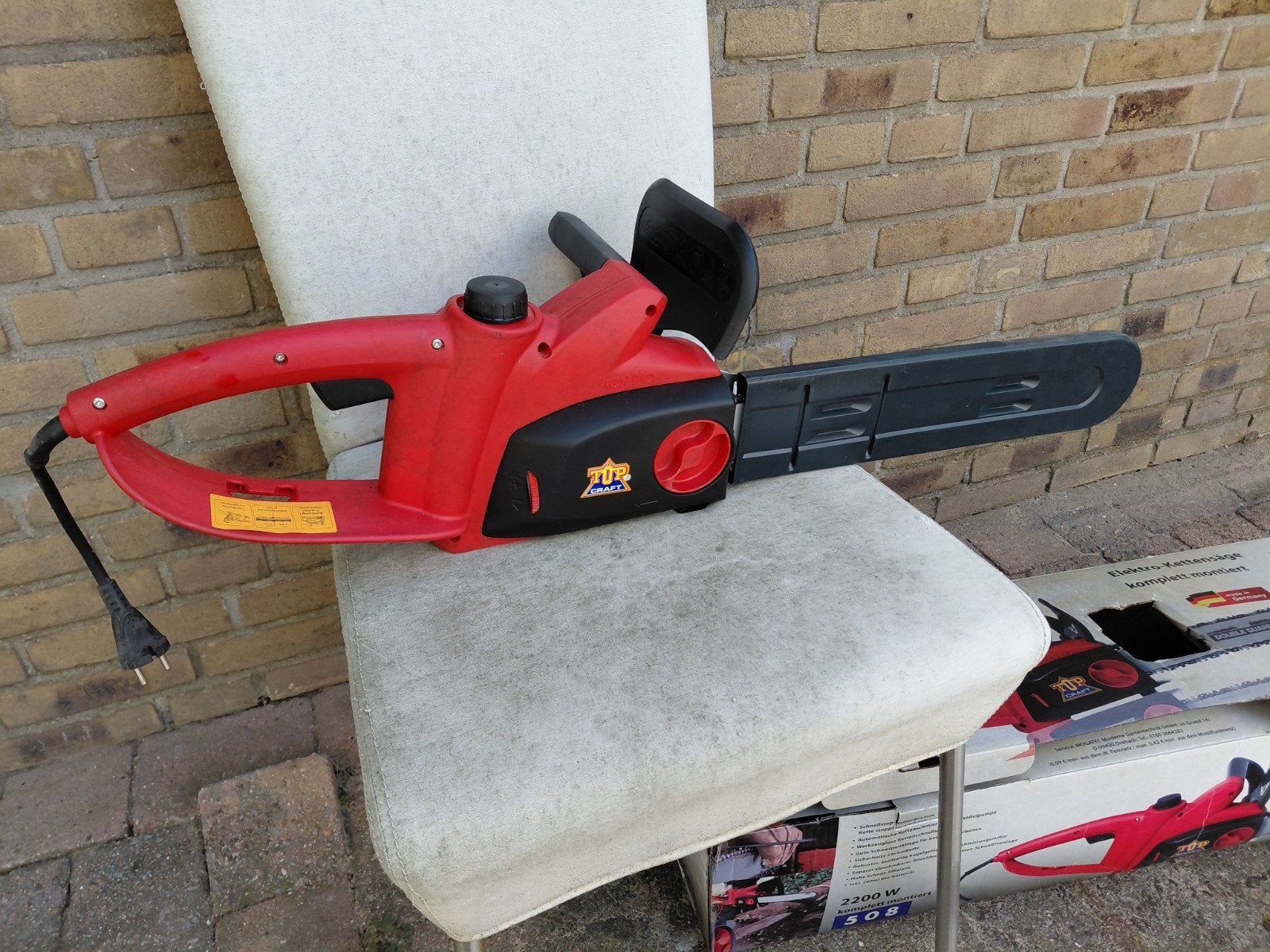 Elektrische kettingzaag 2200W - Top Craft KSI 2200, Ophalen of Verzenden, Gebruikt, 30 t/m 39 mm, Top Craft