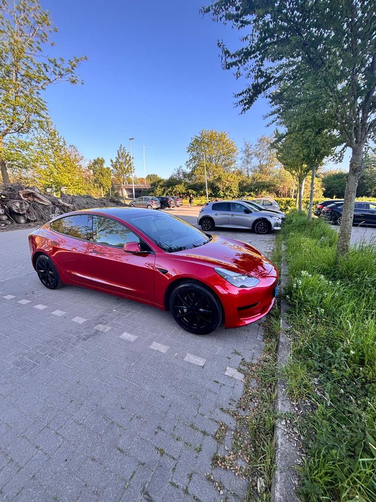 Tesla Model 3 2021 Rood, Auto's, Tesla, Bedrijf, Model 3, Elektrisch, Sedan, Automaat, Origineel Nederlands, Rood, Achterwielaandrijving