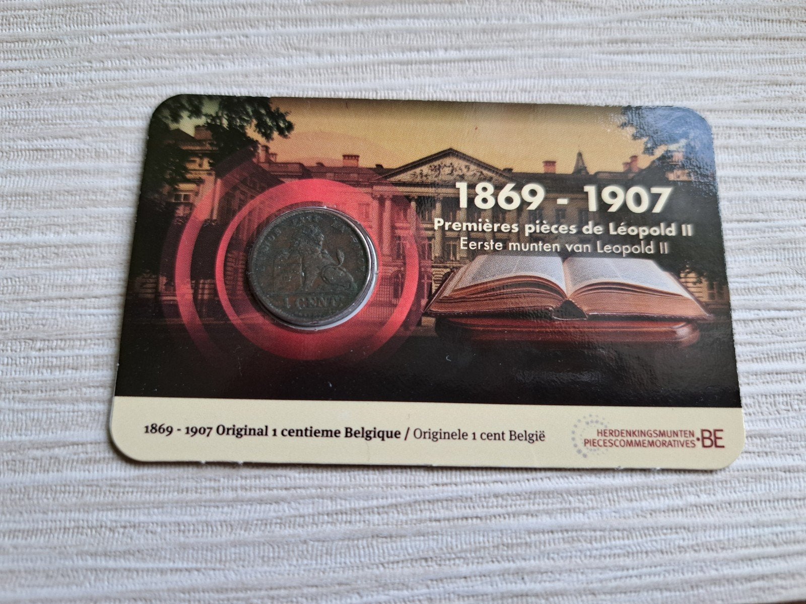 België Eerste Munten Leopold II coincard 1 cent 1902, Ophalen of Verzenden, België, 1 cent