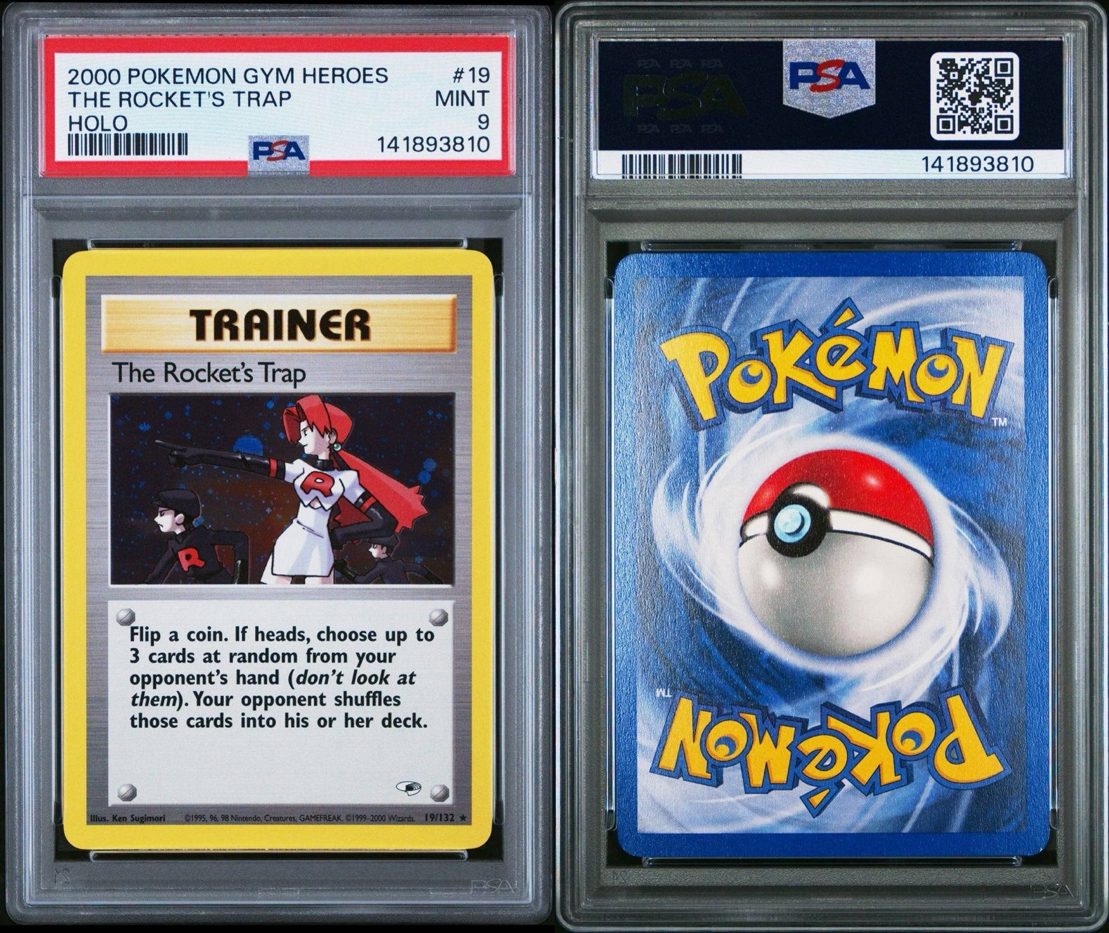 The Rocket’s Trap | Gym Heroes | Holo | PSA9 Mint, Ophalen, Zo goed als nieuw, Losse kaart, Foil
