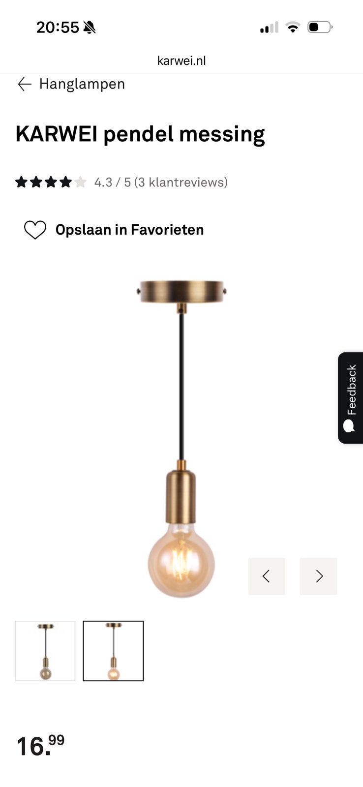 2x messing pendel lampen Karwei, Ophalen, Gebruikt, Metaal, E27 (groot)