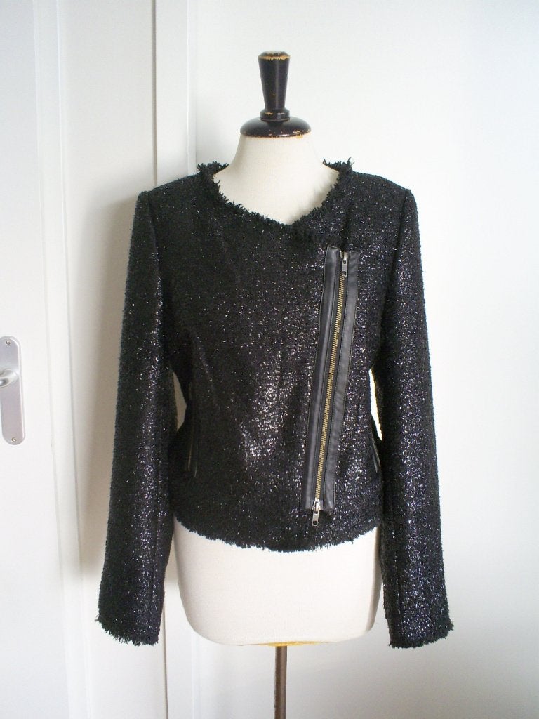 NIEUW __ bouclé jasje van SACK,S mt. 36 __ waarde 325,00, Zwart, Nieuw, Jasje, Maat 36 (S)