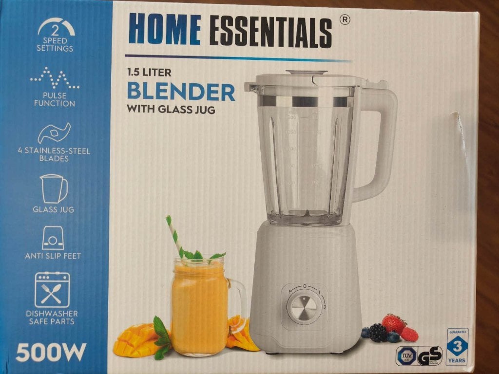 Nieuwe Home Essentials Blender 1,5L 500W – Glass Blender, Ophalen, Zo goed als nieuw, Blender