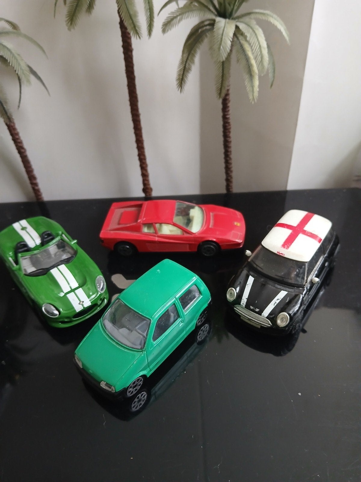 4x Bburago 1:43. Fiat cinquecento, mini Cooper,  Shelby en, Ophalen of Verzenden, Gebruikt, Auto, Overige merken