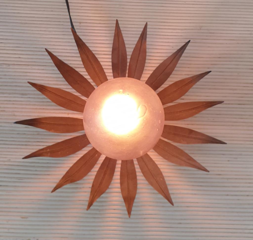 Vintage design sunburst of lotus lamp, Ophalen, Gebruikt, Bohemian