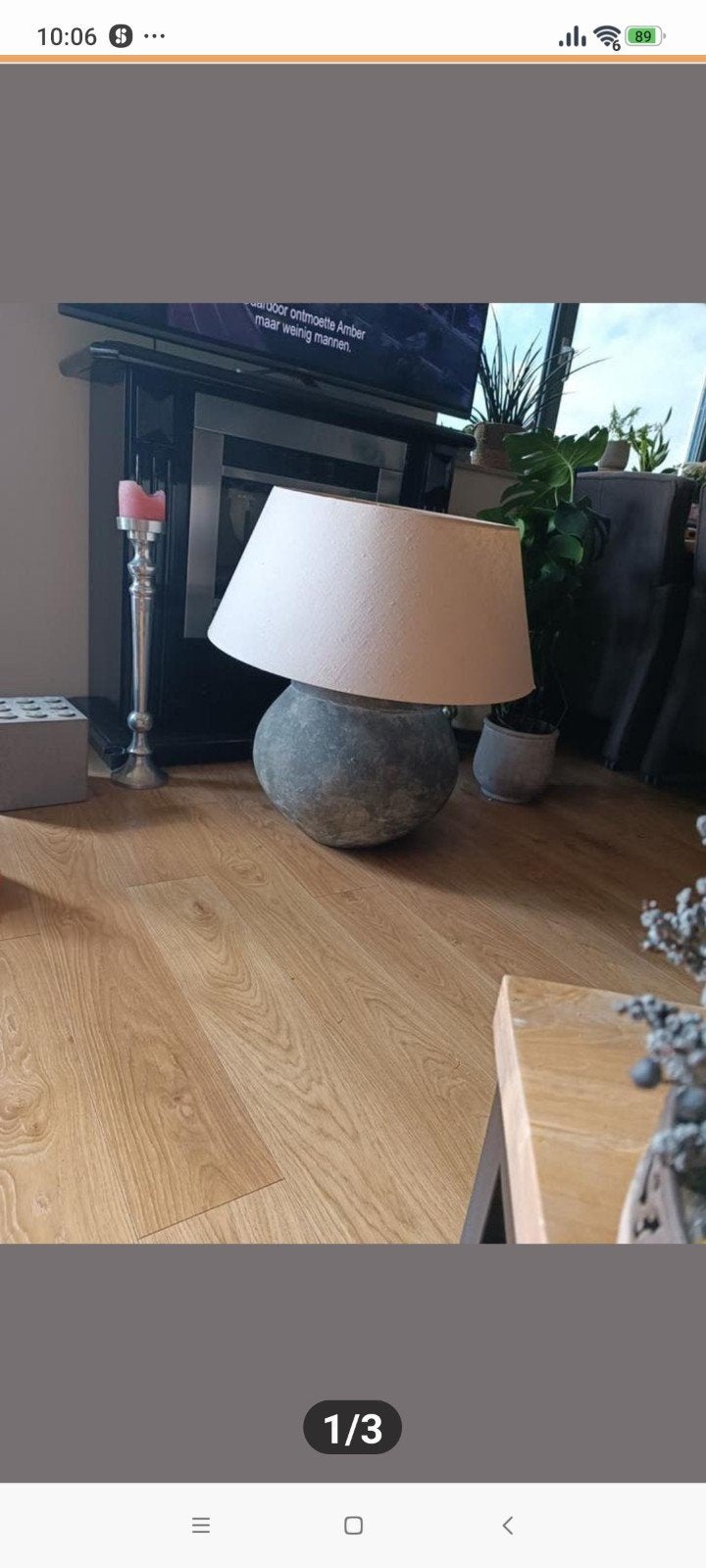 Prachtige grote landelijke schemerlamp, Huis en Inrichting, Ophalen, Gebruikt, 70 cm, Rond