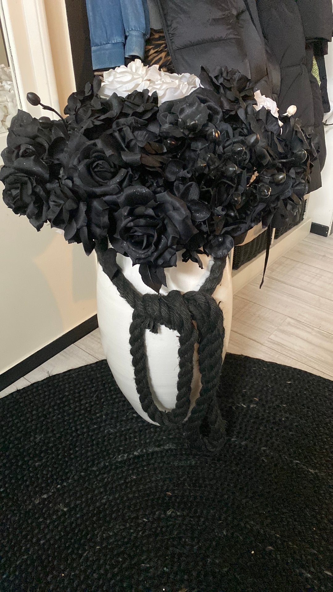 Super mooie grote vaas met kunstbloemen, Binnen, Kunstbloem, Zijde, Zo goed als nieuw