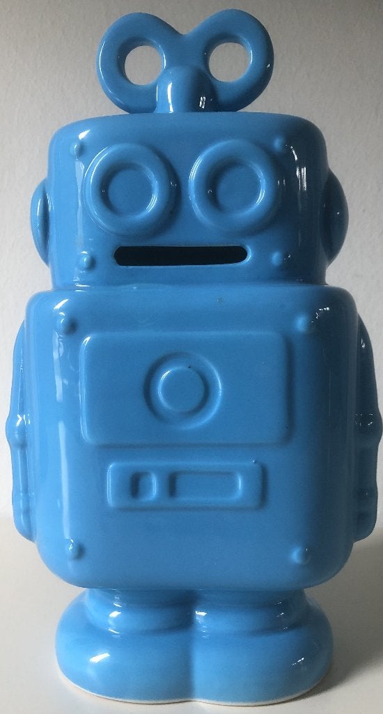 BEELD/SPAARPOT - ROBOT - KERAMIEK - 23 CM HOOG, Ophalen of Verzenden
