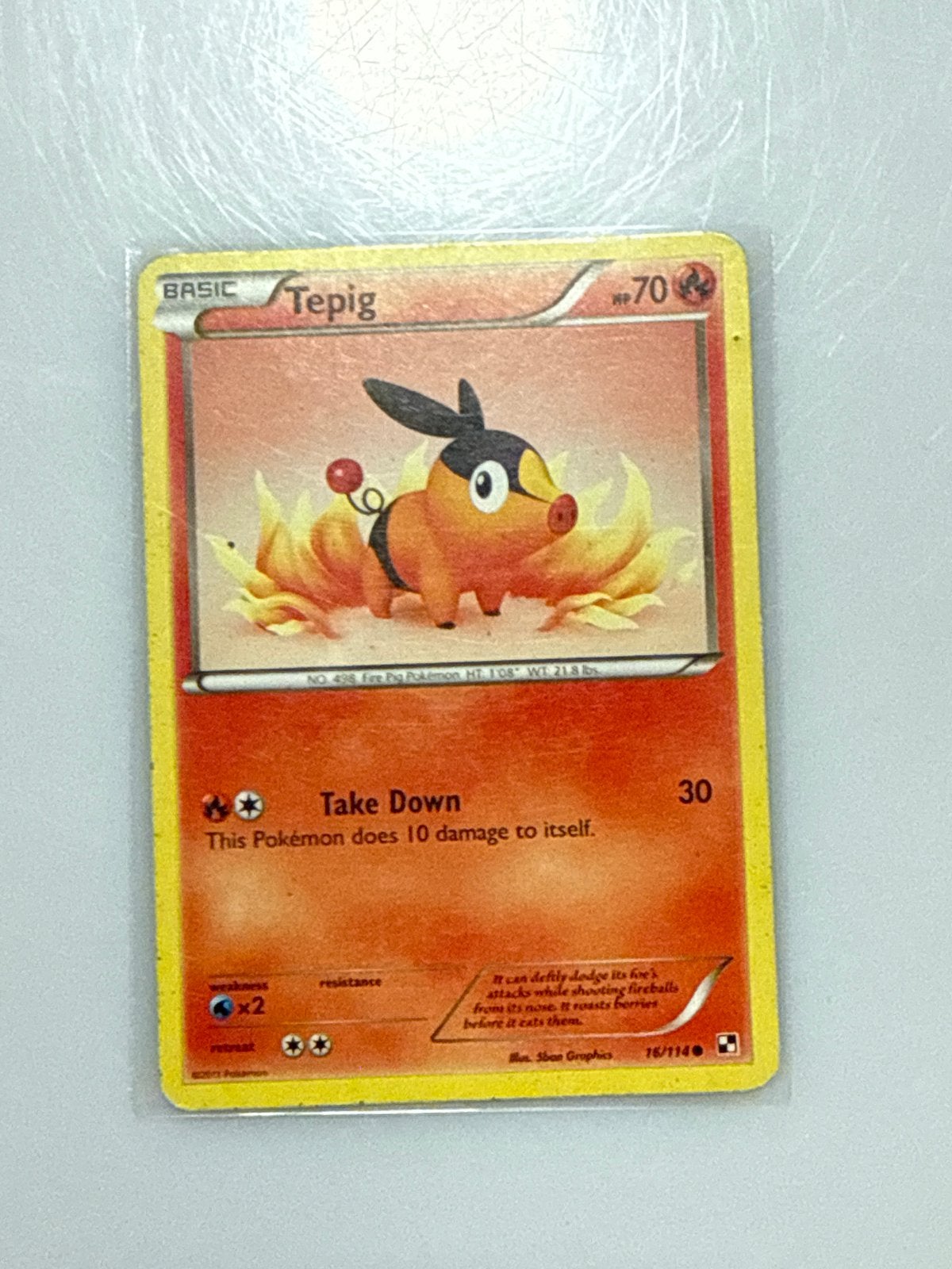 Pokémon Kaart Tepig 70 HP Basic 76/114, Ophalen of Verzenden, Gebruikt, Losse kaart