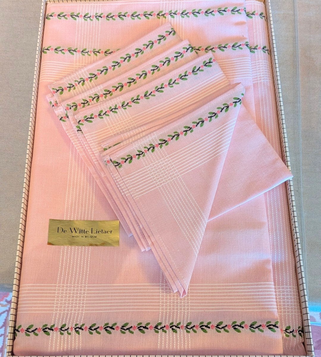 Vintage De Witte Lietaer tafellaken "Ballade" roze, Linnen, Nieuw, Ophalen of Verzenden, Geweven