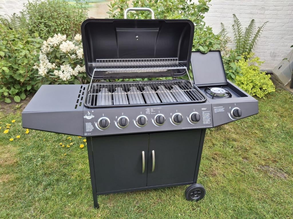 Gasbarbecue El Fuego met 6 branders en extra zijbrander, Tuin en Terras, Gasbarbecues, Ophalen, Zo goed als nieuw, El Fuego