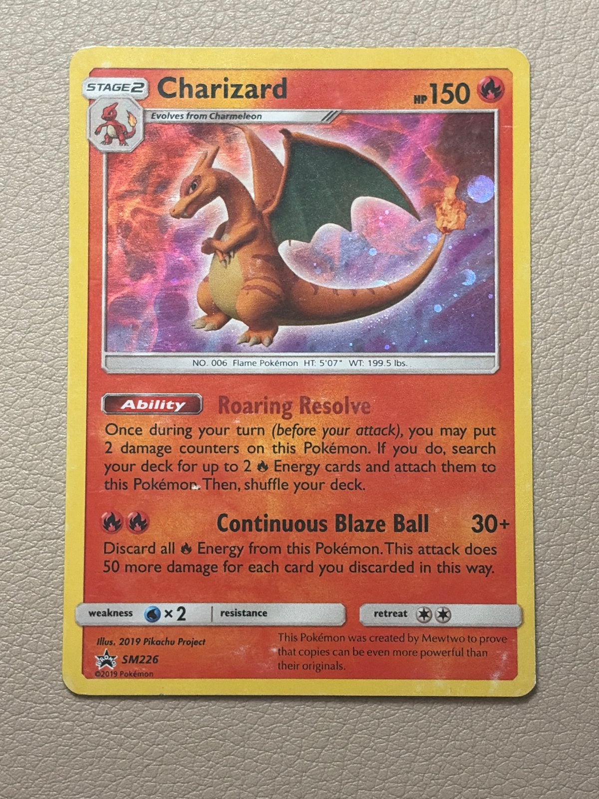 Charizard Cosmos Holo SM226 Promo Pokémon Kaart, Ophalen of Verzenden, Gebruikt, Losse kaart, Foil