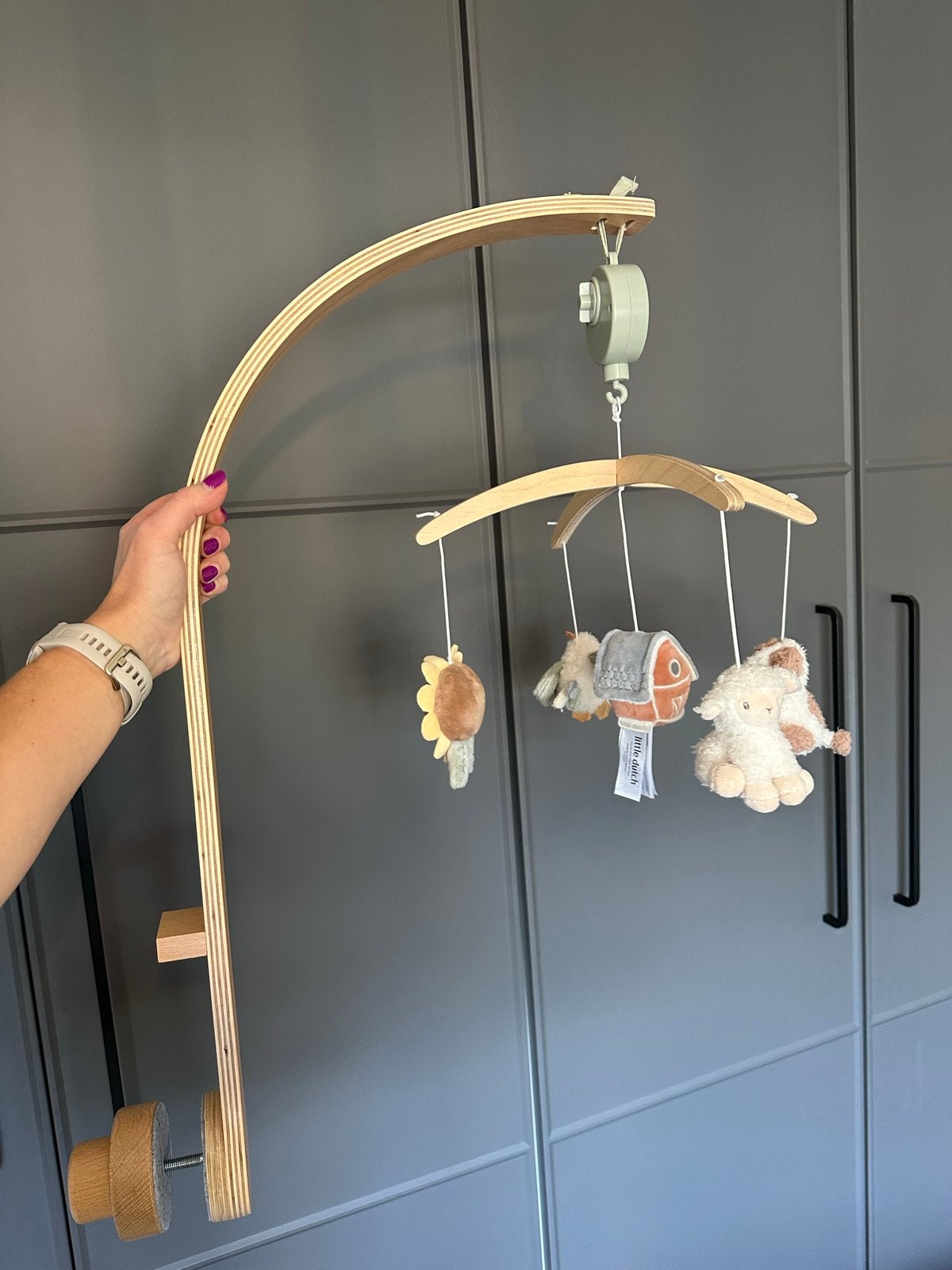 Little Dutch Muziekmobiel Houten Arm - Little Farm, Kinderen en Baby's, Ophalen, Zo goed als nieuw, Mobiel, Met geluid