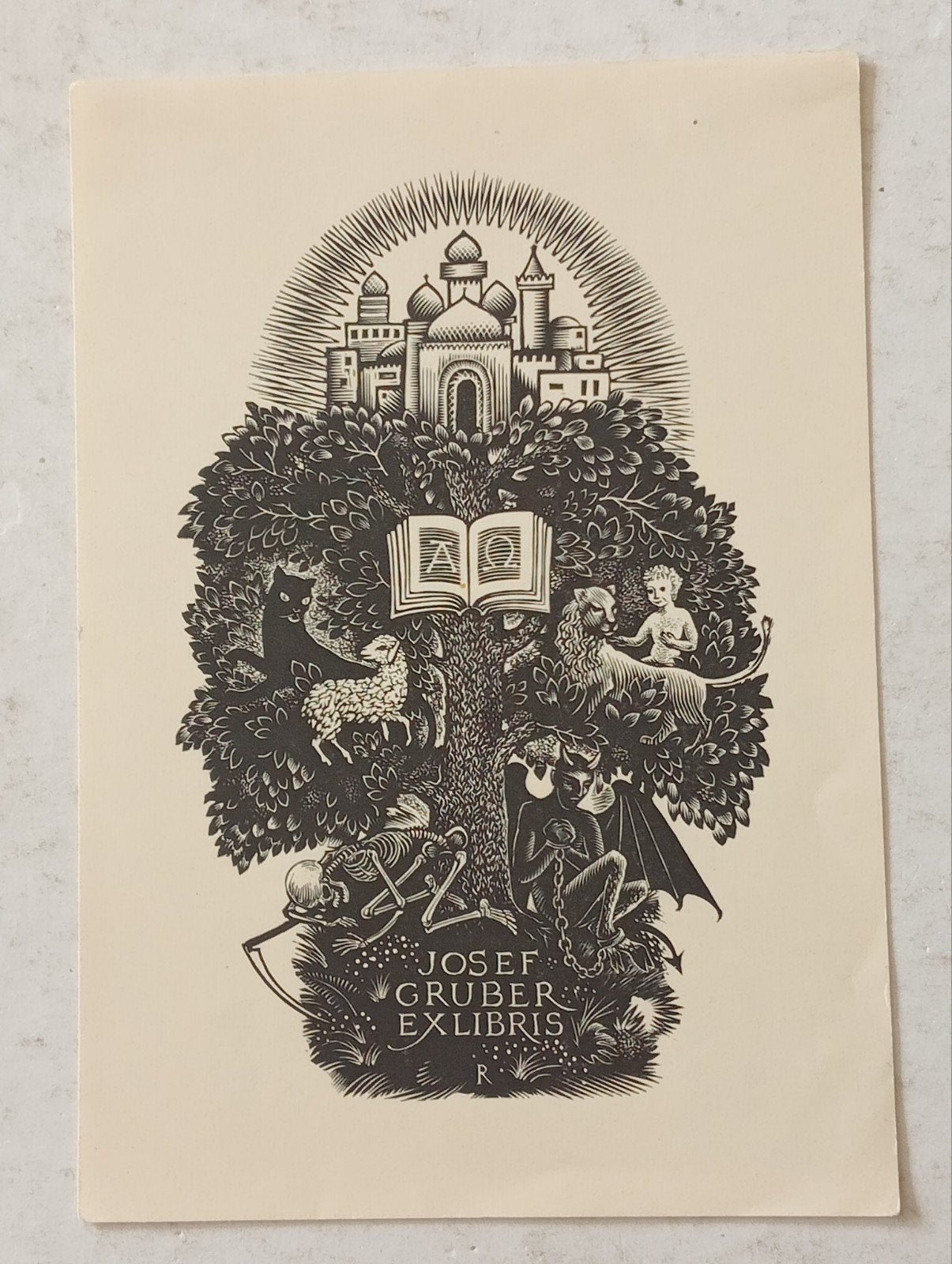 Pam Rueter Jezus is De Alpha & Omega Josef Gruber exlibris, Antiek en Kunst, Ophalen of Verzenden