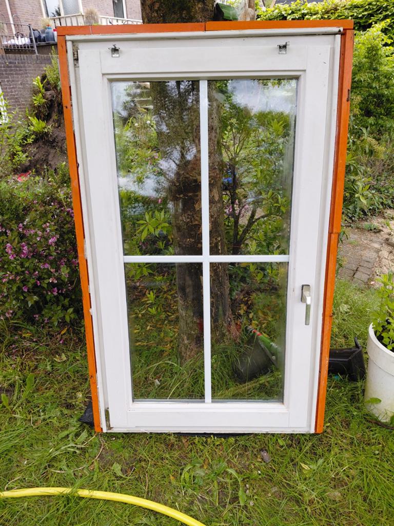 Houten raam met dubbel glas, Raamkozijn, 75 tot 150 cm, Hout, Ophalen