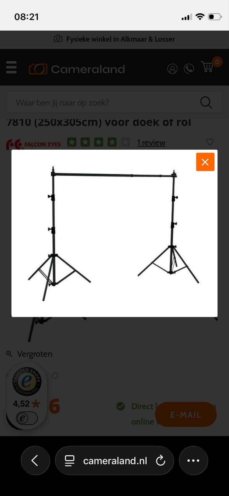 Falcon Eyes Achtergrondsysteem B-7810 met Savage rol, Falcon Eyes, Overige typen, Ophalen, Zo goed als nieuw