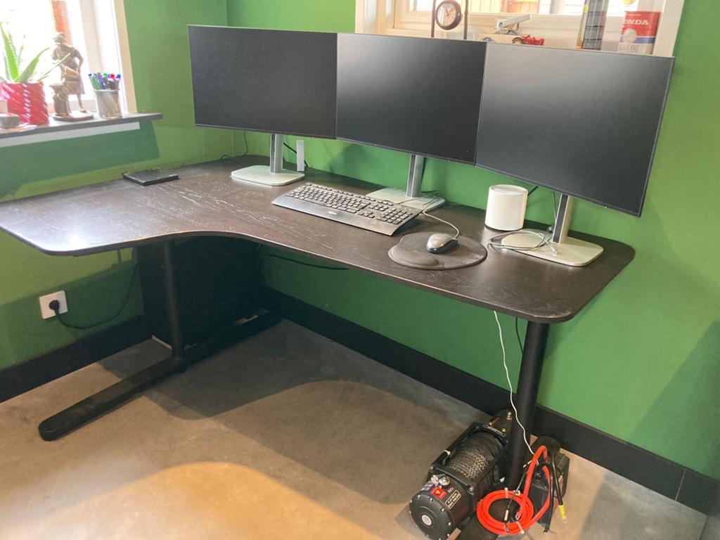 Hoekbureau Ikea Bekant - zwart, in hoogte verstelbaar, Huis en Inrichting, Bureaus, Ophalen, Zwart, 160 cm, Gebruikt