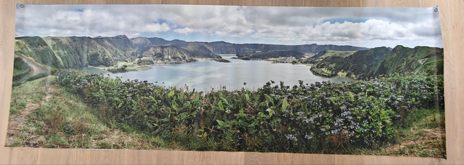 Tuinposter met prachtig landschap van de Azoren 2.8x0.95M, Tuin en Terras, Ophalen of Verzenden, Gebruikt