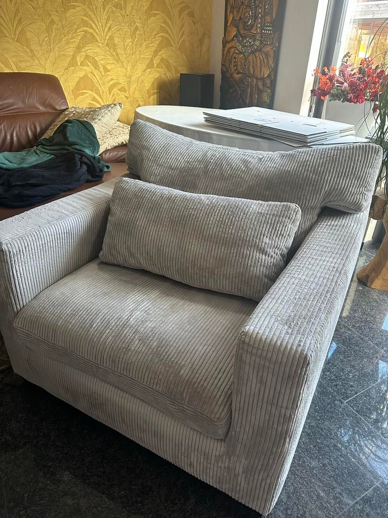 Lichtgrijze loveseat, Ophalen, Eenpersoons, 100 tot 125 cm, Zo goed als nieuw