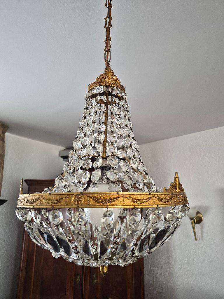 Kristal kroonluchter lamp, Ophalen, Zo goed als nieuw, Overige materialen