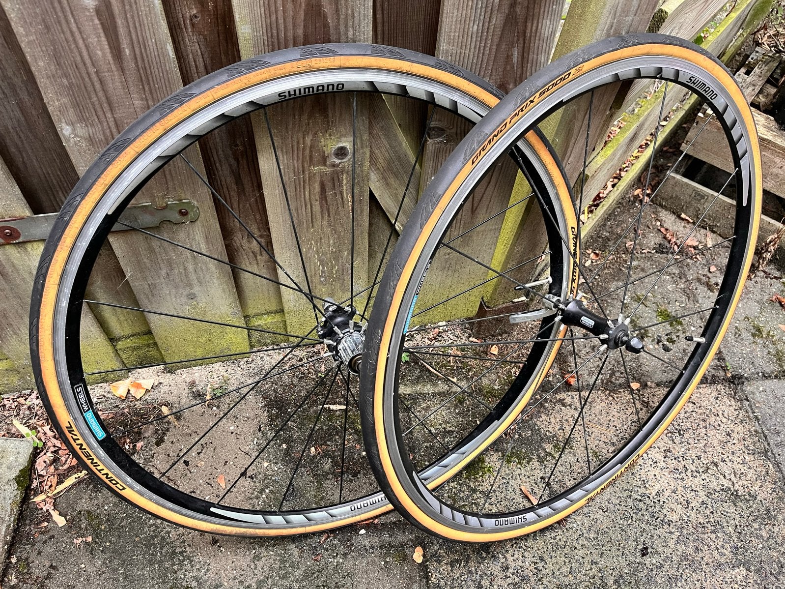 Shimano aluminium wielset met Continental Grand Prix 5000, Gebruikt, Aluminium, Racefiets, Ophalen