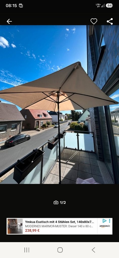 parasol groot beige, Ophalen, Gebruikt, Zweefparasol, Verstelbaar