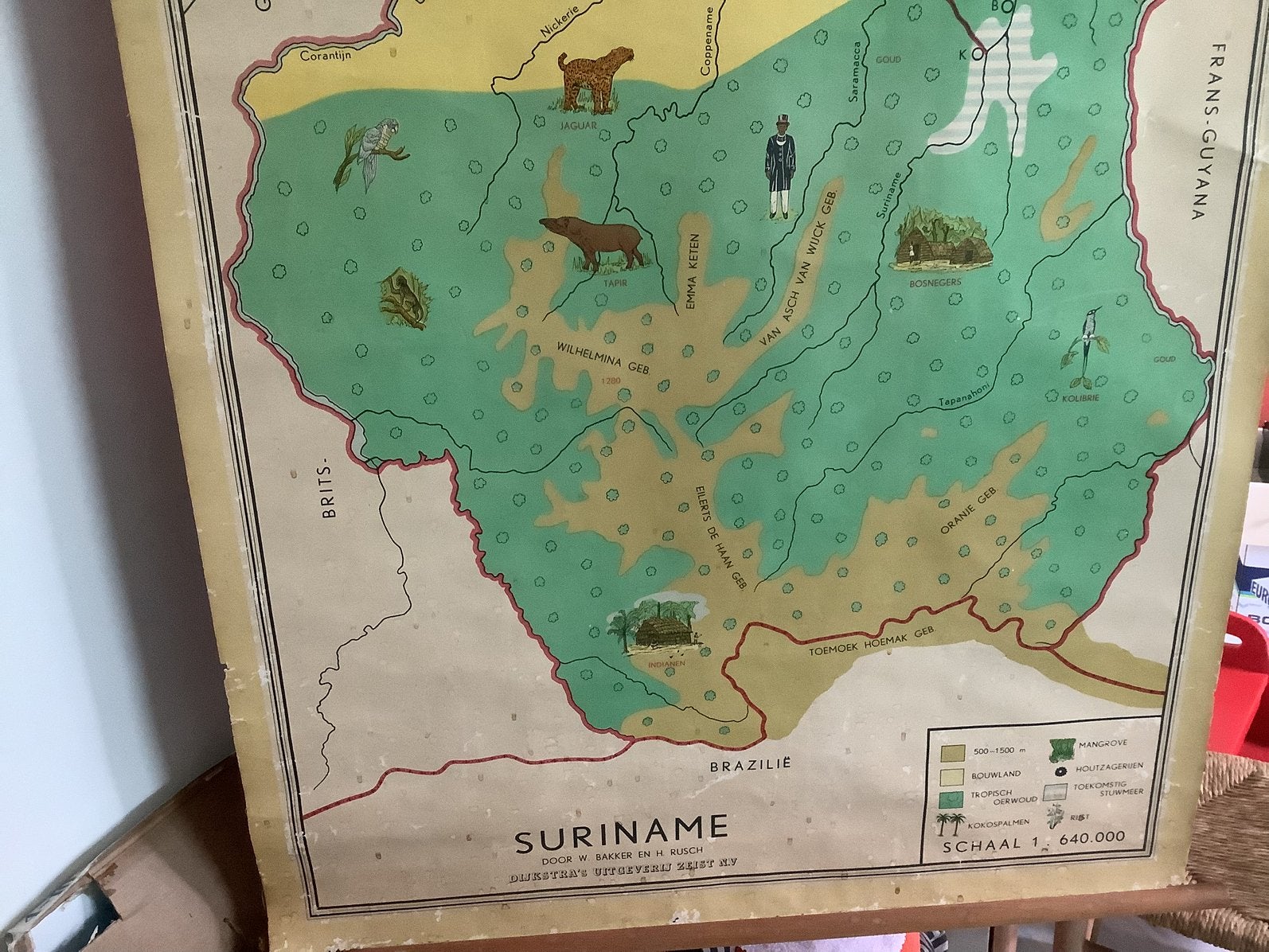 Landkaart, Antiek en Kunst, Ophalen, Aardrijkskunde