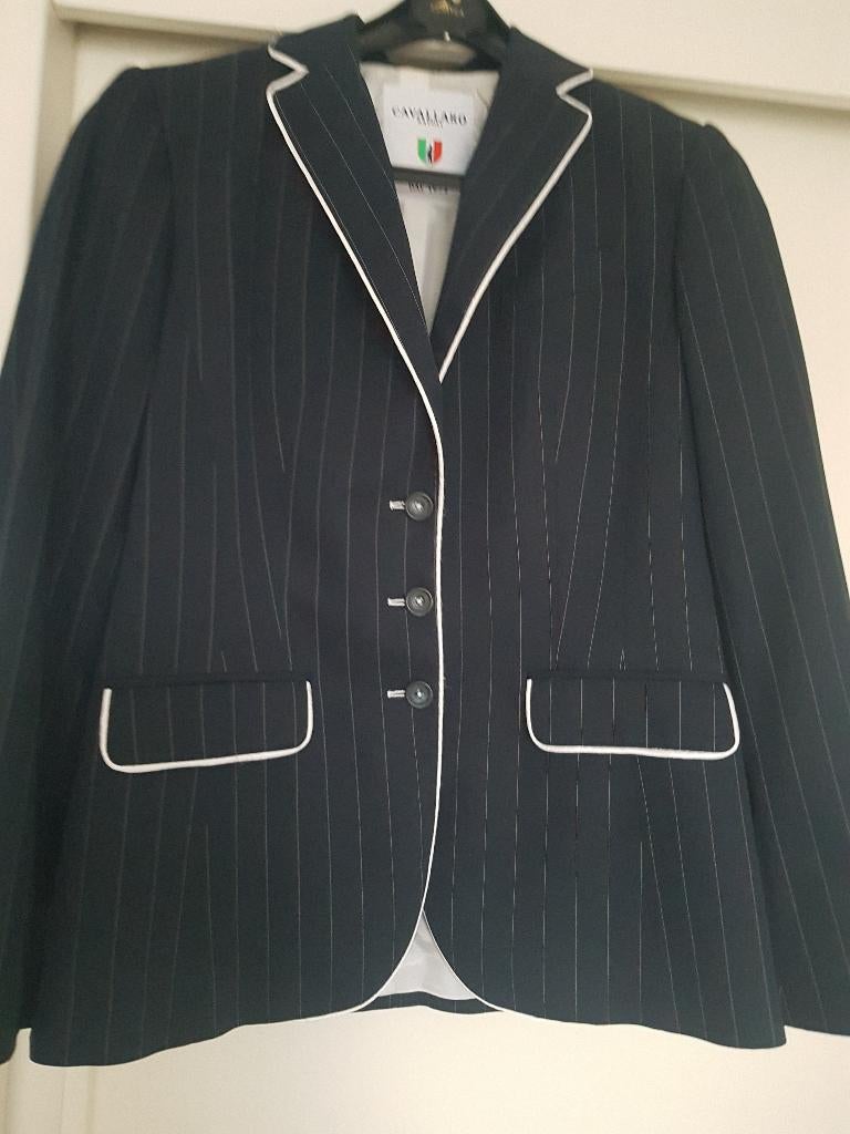 Cavallaro dames blazer zgan donkerblauw wit streep 38/40, Blauw, Cavallaro, Zo goed als nieuw, Jasje