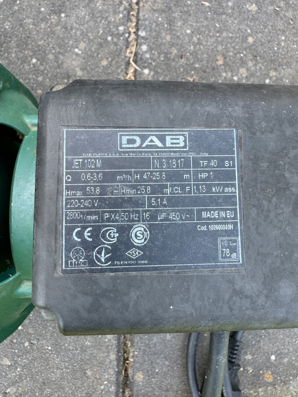 DAB Jet 102 M beregeningspomp grondwater met filter, Ophalen, Gebruikt, Elektrisch, Beregeningspomp