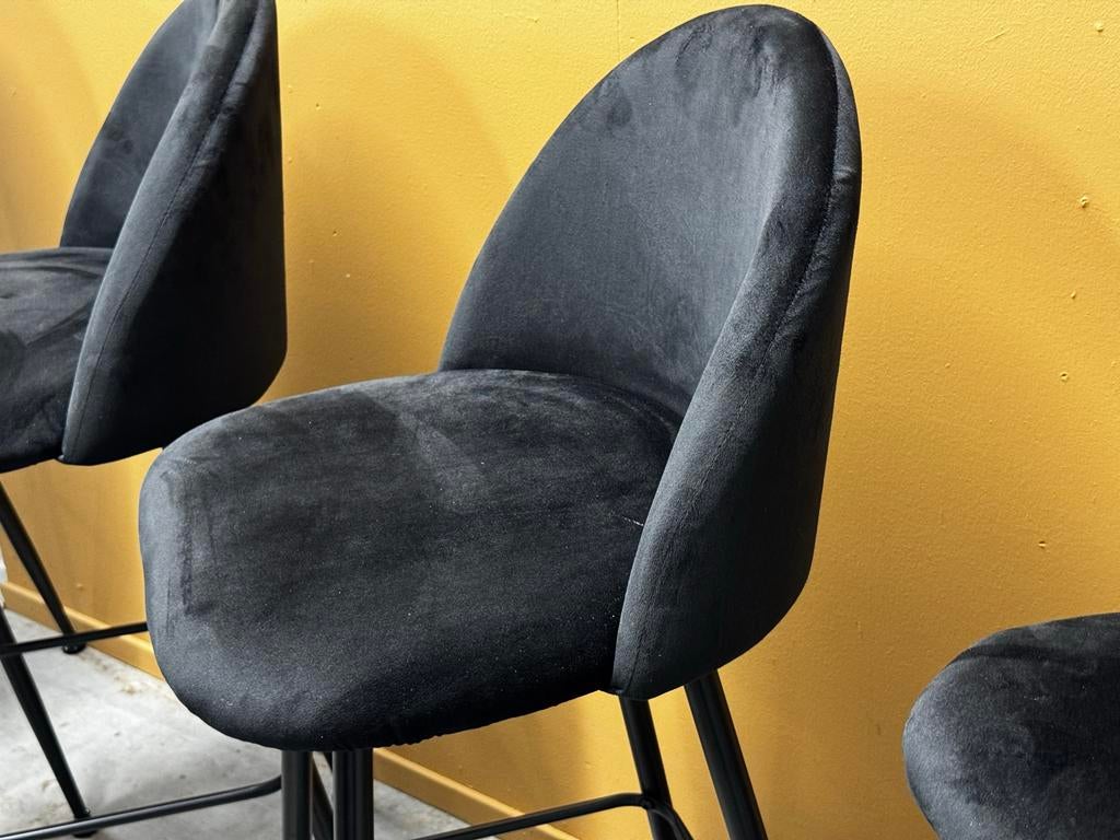 4 zwarte velvet barkrukken, nieuw, Ophalen, Met voetsteun, Nieuw, 90 cm of meer