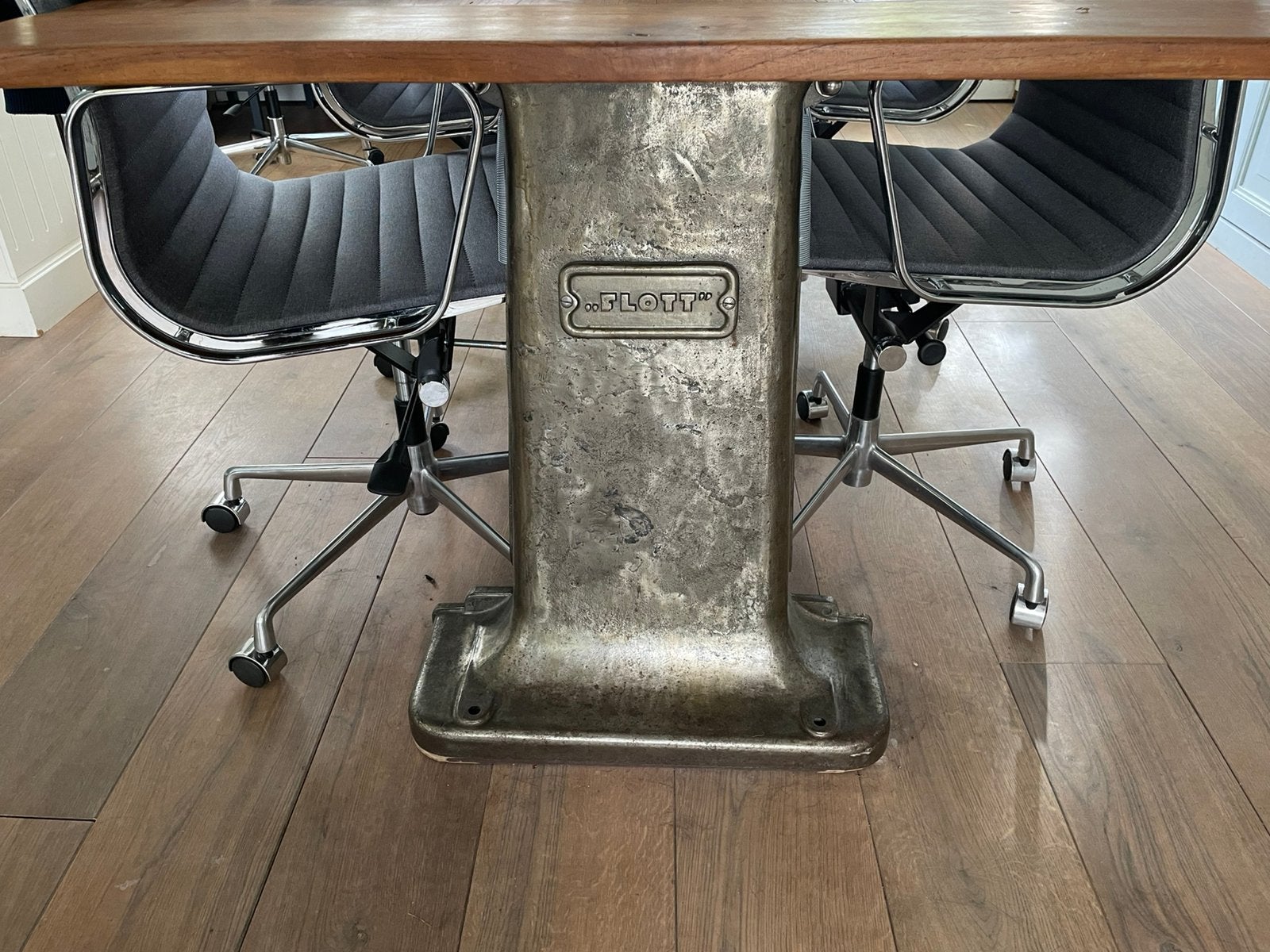 industriële gietijzeren onderstel tafel eettafel, Ophalen, Gebruikt, 200 cm of meer, 50 tot 100 cm