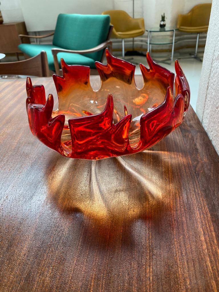 Murano schaal vlammen vintage jaren 60 70, Ophalen