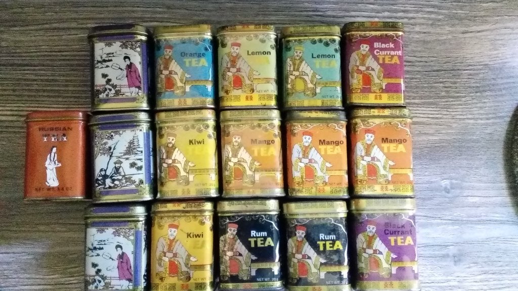 thee blikjes klein o.a kwong sang tea co, Verzamelen, Blikken, Ophalen of Verzenden, Gebruikt, Thee