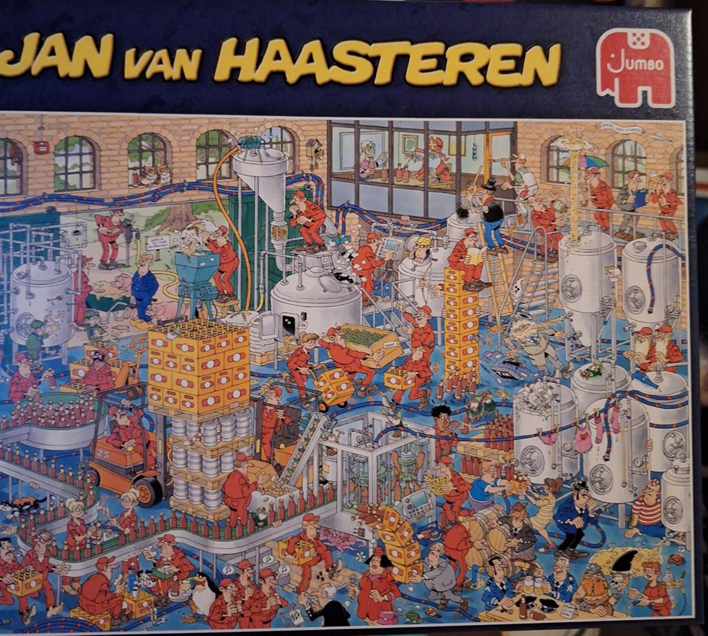 Jan van haasteren puzzel de brouwerij 1000 stukjes, Ophalen of Verzenden, 500 t/m 1500 stukjes, Zo goed als nieuw