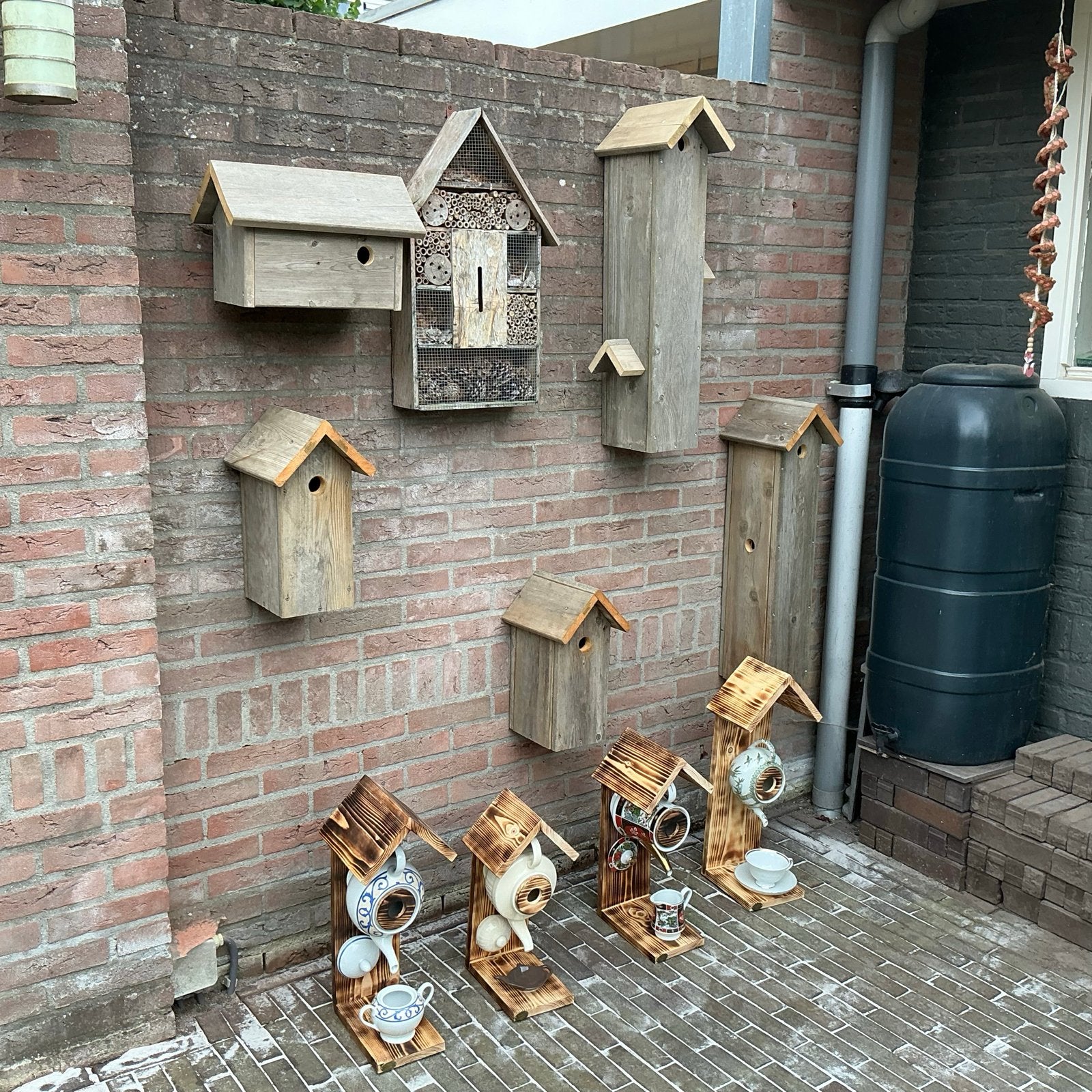 Unieke Mussenflat / Vogelhuisjes van Theepotten / nestkastje, Ophalen of Verzenden, Zo goed als nieuw