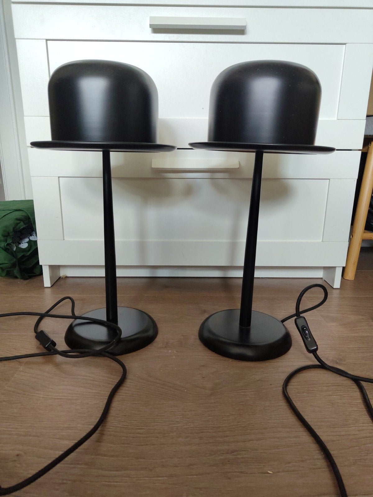 Set van 2 zwarte tafellampen in bolhoed design, Huis en Inrichting, Ophalen, Gebruikt, Overige merken, Met schakelaar