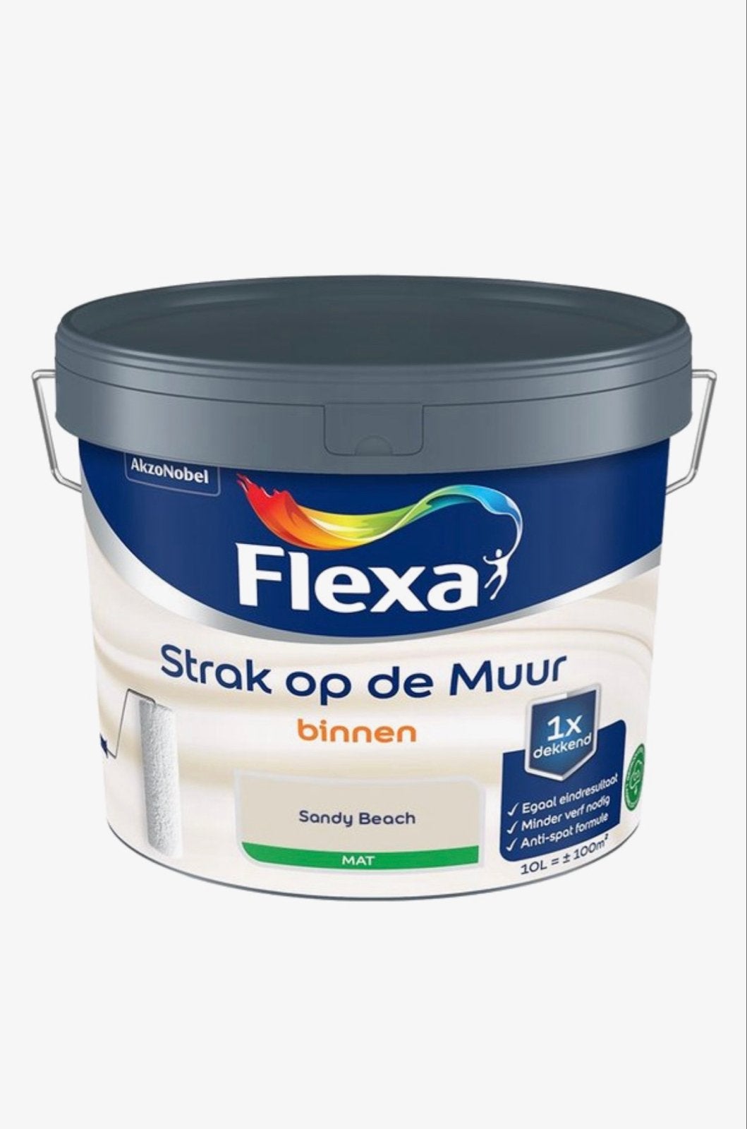 Flexa Strak op de Muur Binnenverf Sandy Beach 10L Mat, Ophalen, 5 tot 10 liter, Beige, Nieuw
