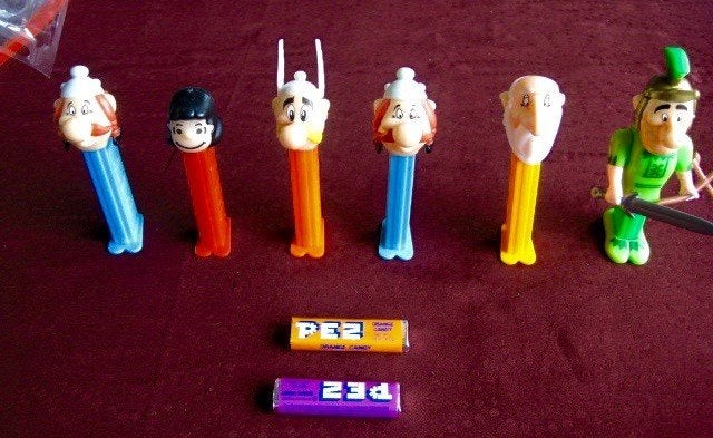 PEZ CANDY & DISPENSER ASTERIX FIGUREN 6  STUKS   ,VINTAGE, Ophalen of Verzenden, Zo goed als nieuw, Overige typen