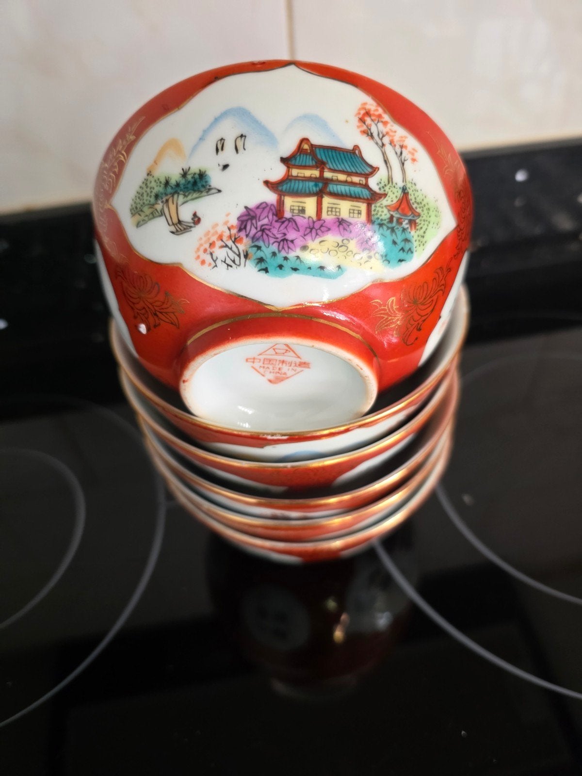 6 Chinese kommen met decoratie voor nootjes/chips/sauzen, Ophalen of Verzenden