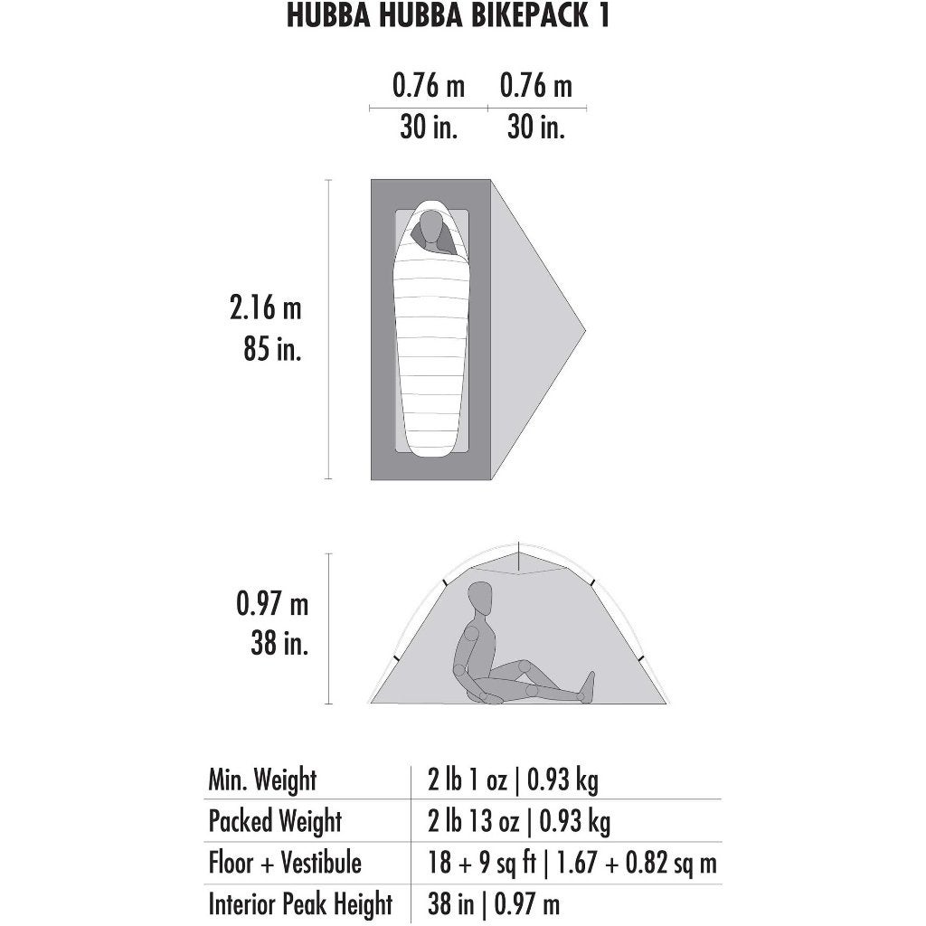 MSR Hubba Hubba Bikepack 1-persoons Lichtgewicht tent Nieuw, Caravans en Kamperen, Tenten, Cascade Designs, 4000 1st Avenue South, Seattle, WA 98134, USA