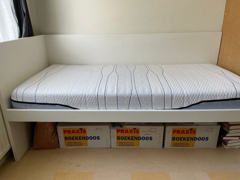 IKEA Flaxa Bed 90x200 – Eventueel met luxe M-Line Matras, Huis en Inrichting, Ophalen, 90 cm, Eenpersoons, Wit