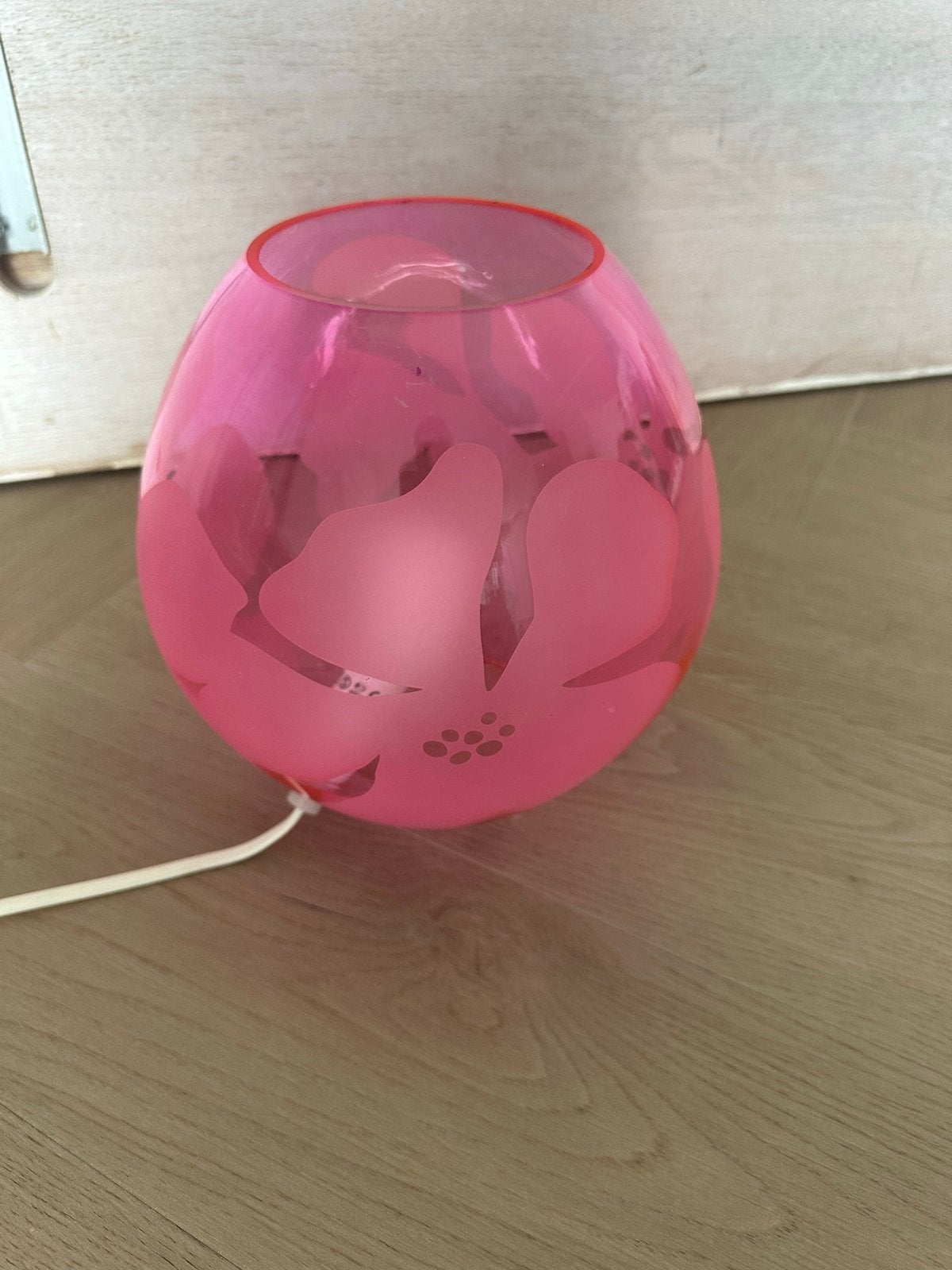 IKEA tafellamp roze met bloemenpatroon, Roze, E14 (klein), IKEA, Zo goed als nieuw