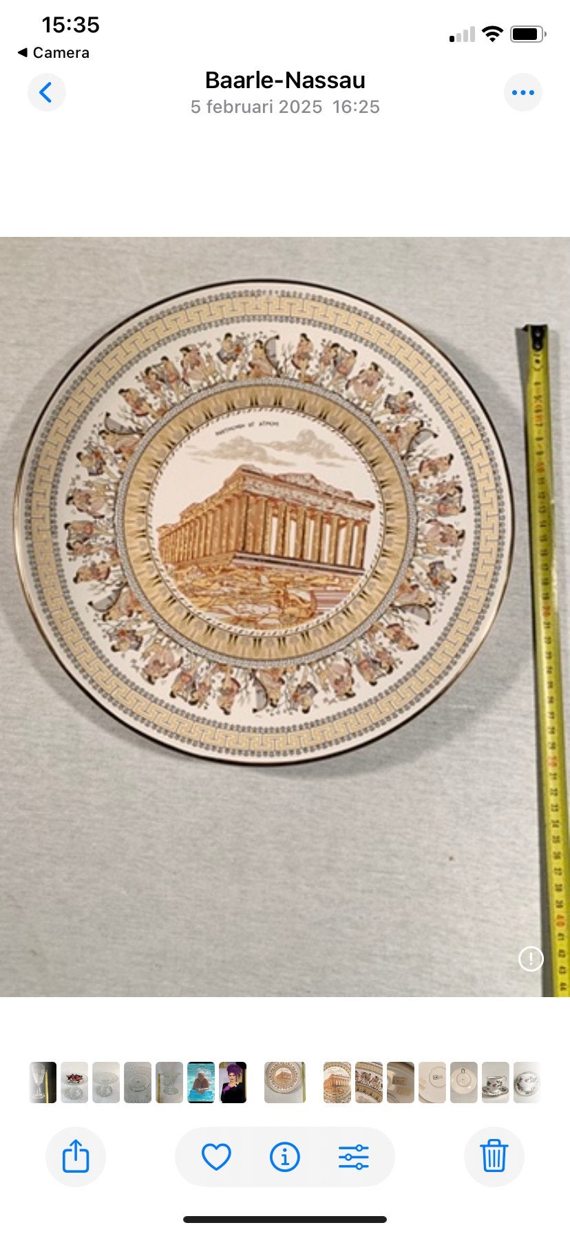 Decoratief bord met Grieks Parthenon en 24K goud, Ophalen of Verzenden, Zo goed als nieuw