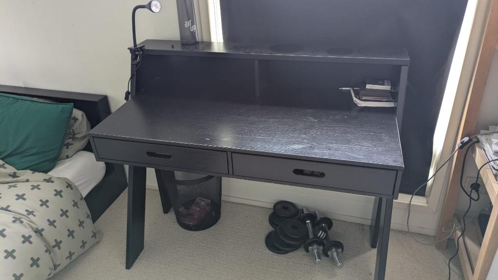 Woood Connect bureau - zwart, Ophalen, 112 cm, Gebruikt, Hout
