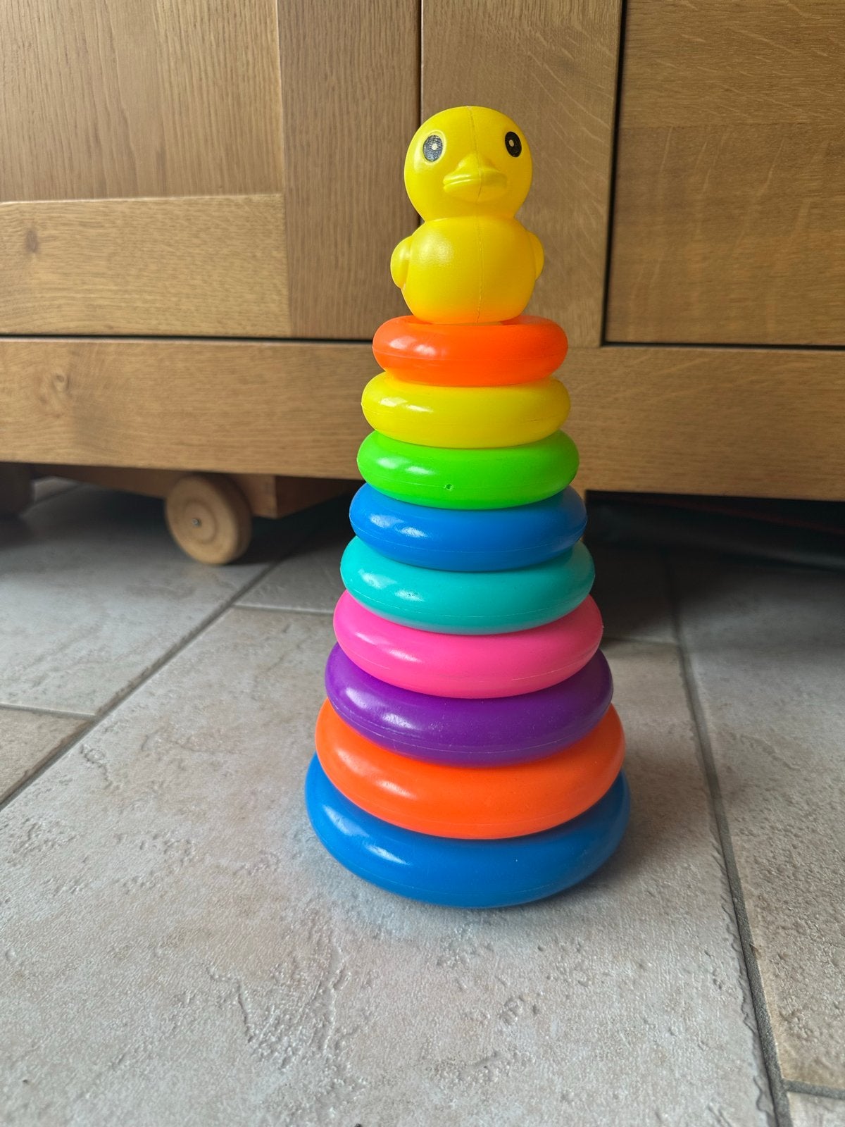 Stapelringen met eendje, Kinderen en Baby's, Speelgoed | Babyspeelgoed, Ophalen, Gebruikt, Overige typen