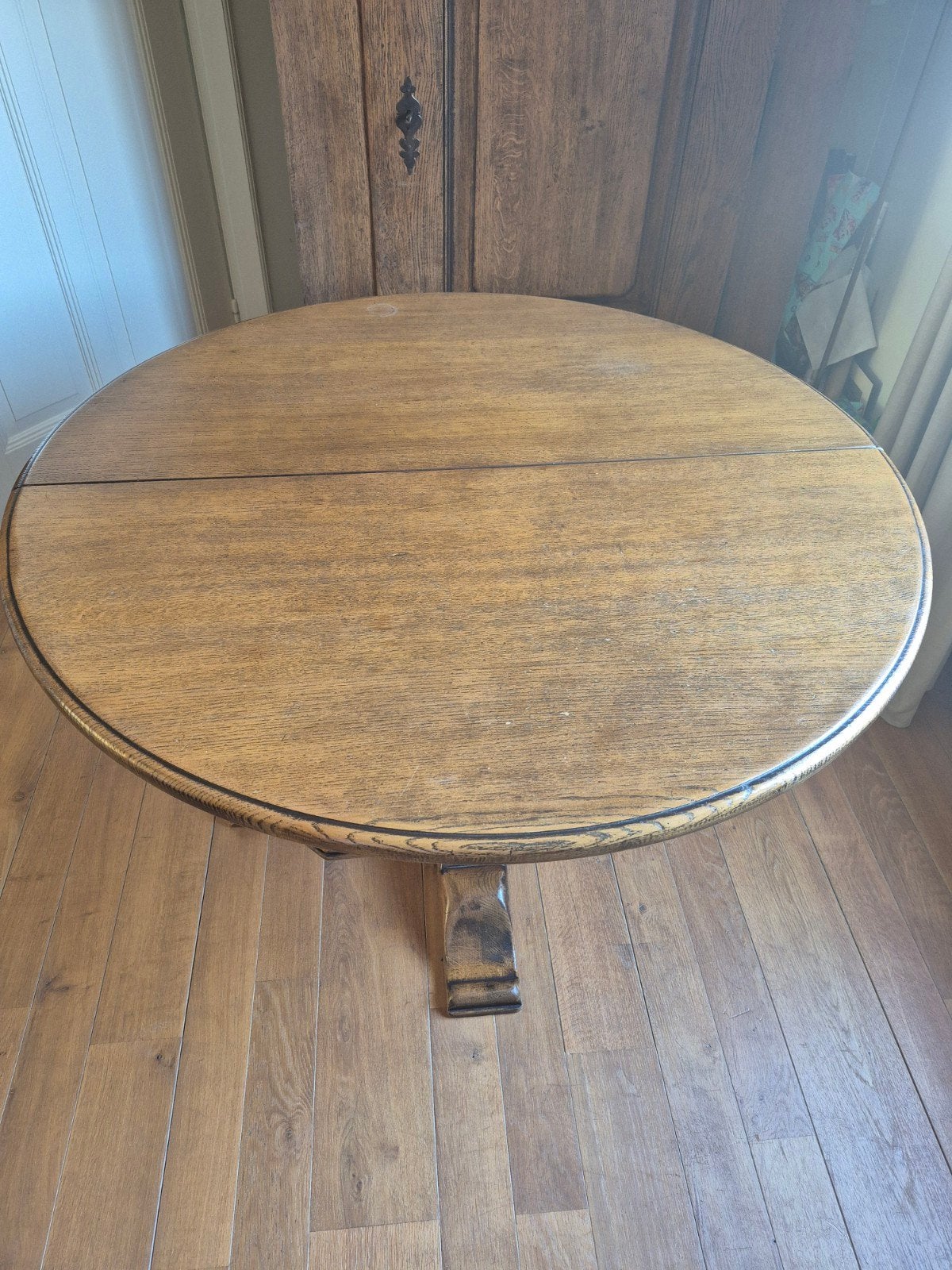 Antieke eikenhouten tafel, uitschuifbaar, 120/155 cm, Ophalen