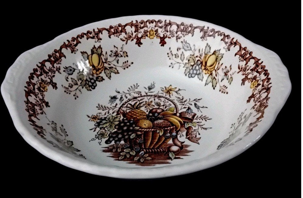 Vintage Royal Tudor serveerschaal fruit-bloemmotief, Ophalen of Verzenden
