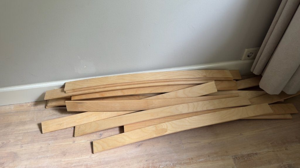 Houten planken uit lattenbodem 90x6cm (18-20 stuks), Doe-het-zelf en Verbouw, Hout en Planken, Ophalen, Overige typen, 50 mm of meer