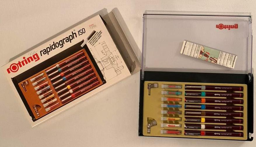 Rotring rapidagraph 8 verschillende diktes uniek, Hobby en Vrije tijd, Tekenen, Ophalen of Verzenden, Zo goed als nieuw, Overige typen